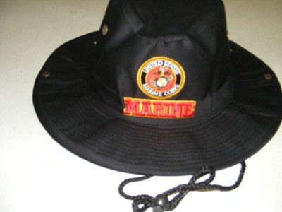 SAFARI,BUCKET,BOONIE,AUSSIE,BLACK,USMC,MARINE CORPS,S/M  