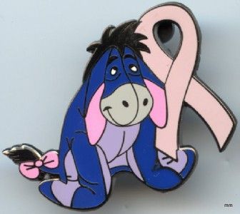 EEYORE PINK RIBBON BREAST CANCER AWARENESS PIN c  