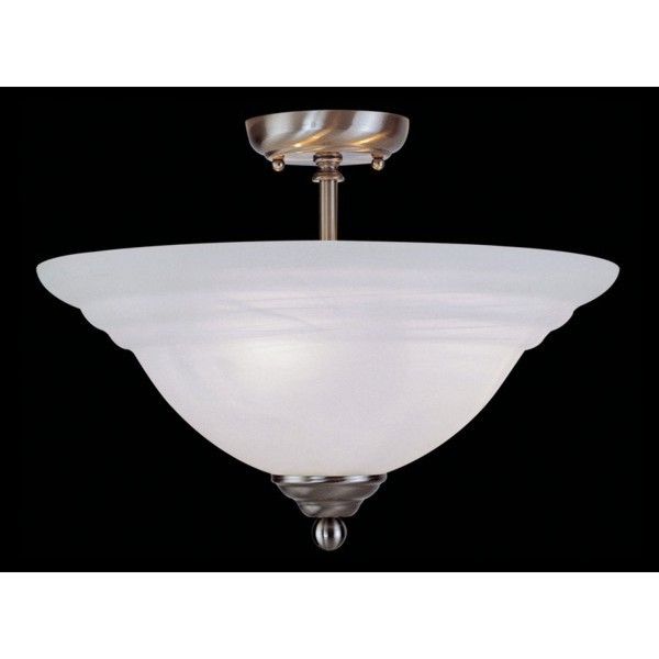   Semi Flush Mount Ceiling Lighting Fixture Brushed Nickel White Glass