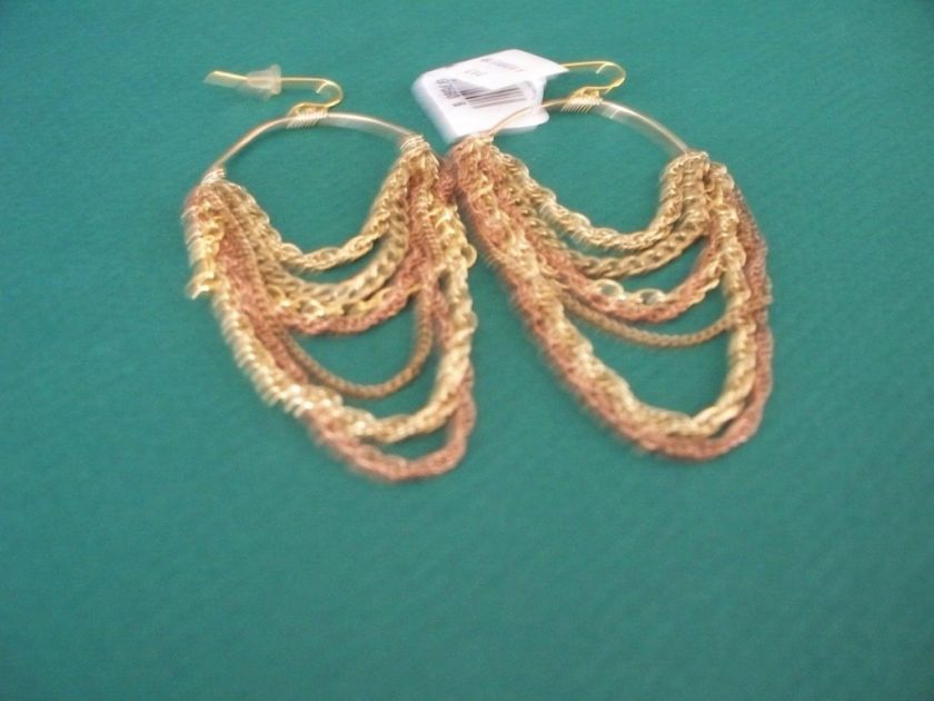  Gold & Bronze Drop Chain Earrings MSRP$150 E4 84  
