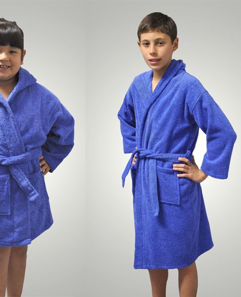 GIRLS AND BOYS KIDS TERRY TURKISH ROBES BATHROBES BLUE  