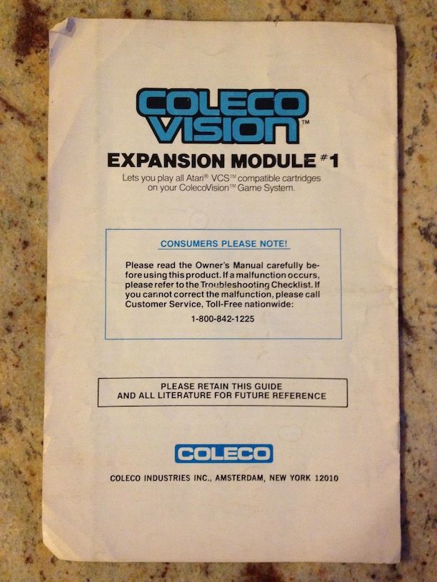 Colecovision Video Game System Expansion Module 1 (Atari 2600) Manual 