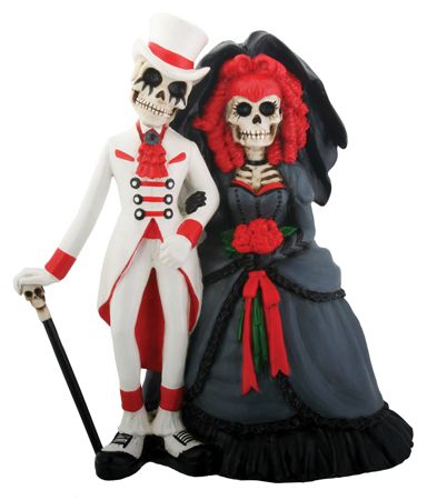 COOL DOD SKELETON GOTHIC HALLOWEEN WEDDING CAKE TOPPER  