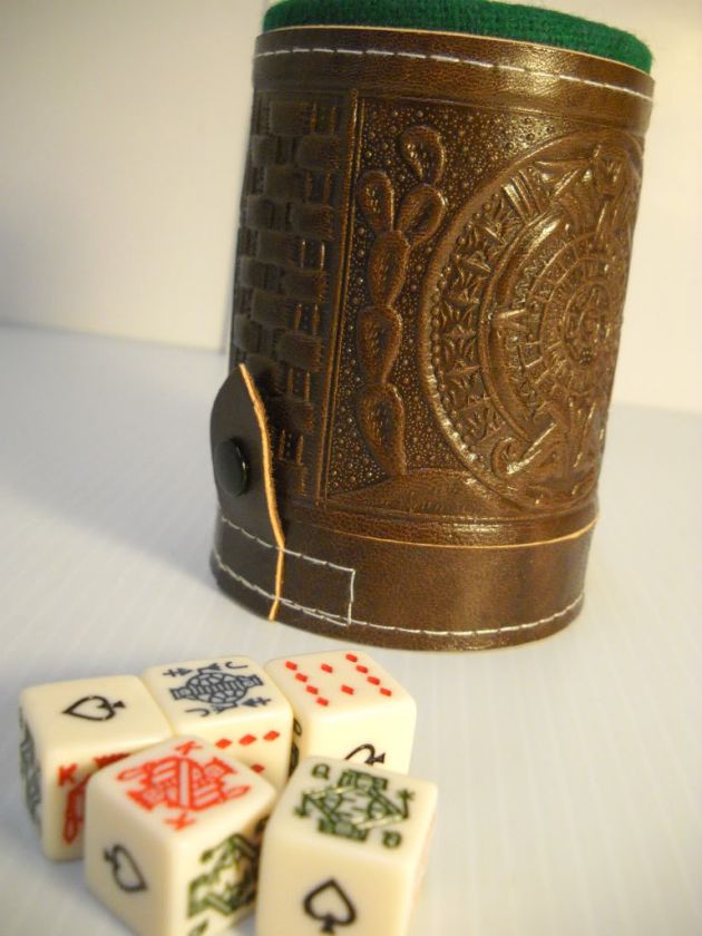 authentic CUBILETE mexican poker dark brown CUBILETTE dice game 