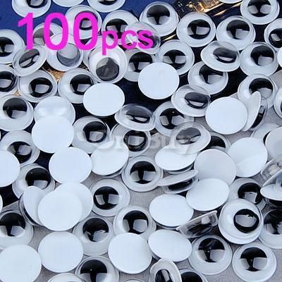 Glue On 10mm Wiggle Googly Eyes for Bear & Doll Craft  