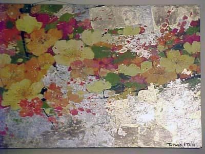 Tatsuo Ito 68 Original Acrylic Silver Flower Painting  