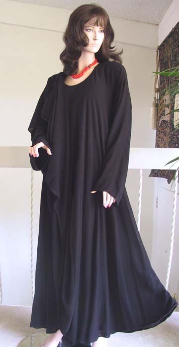 Black Long V Neck Sleeve Moroccan Magic Dress M TO 2X  