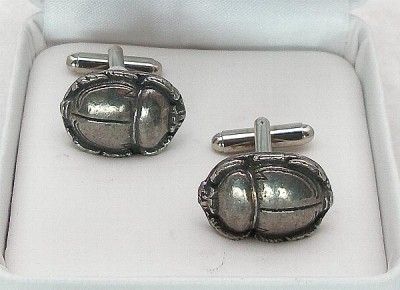 Egyptian Scarab Cufflinks, Fine English Pewter, beatle  