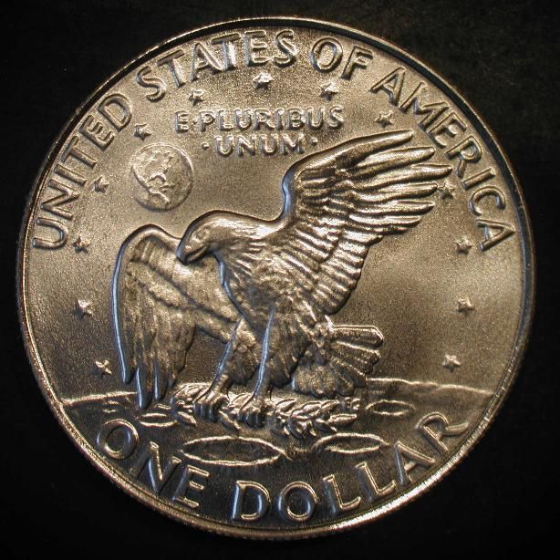 1975 D over struck Eisenhower Dollar Eagle rev. by Daniel Carr, only 