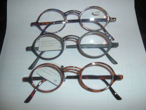 2p Easy wear plastic Lennon look Round READING GLASSES  