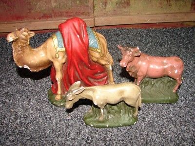 Vintage/Antique Nice Chalkware Christmas Nativity Set Germany  