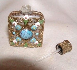 Mini Jeweled Perfume Bottle   AUSTRIA 2 3/8 Tall  