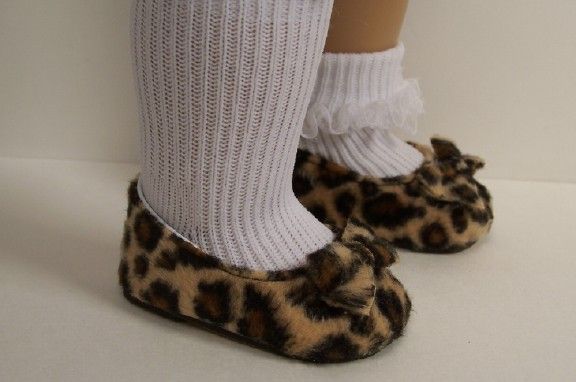 LEOPARD Print Faux Suede Flats w/Bow Doll Shoes For AMERICAN GIRL 