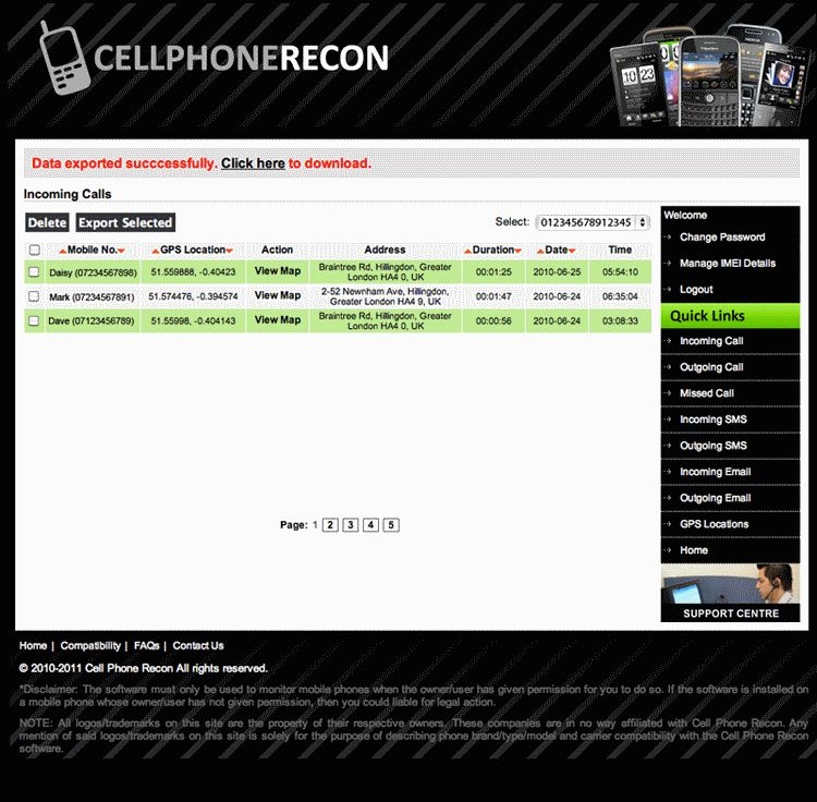   Recon Spy Mobile Phone Monitoring SMS Text Viewing GPS Tracking  