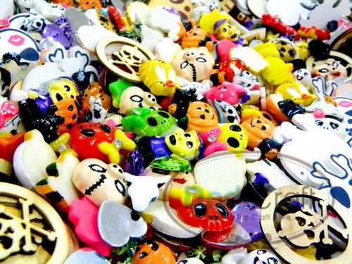 Mix Lot Skeleton Halloween Resin Flatback Scrapbooking  