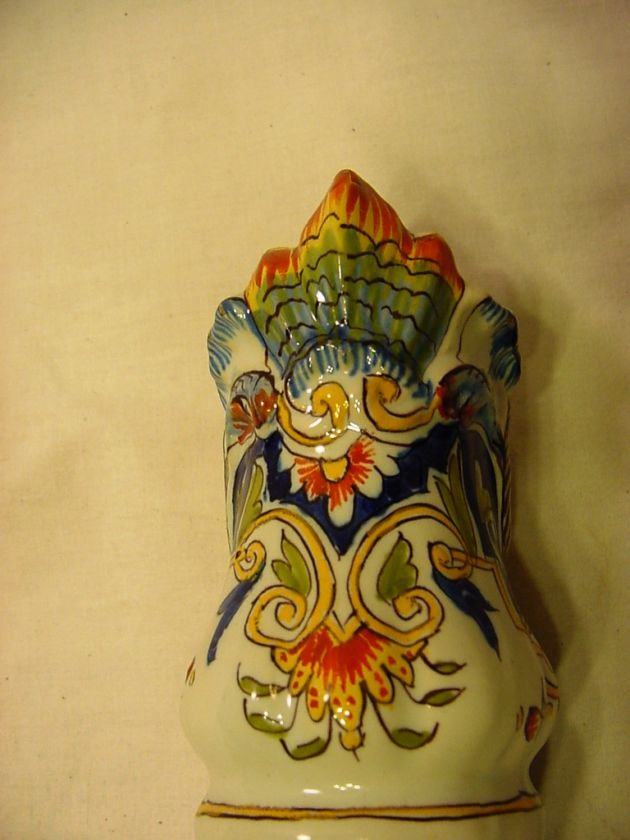 Antique French ROUEN Hand Painted Signed Faience Vase  