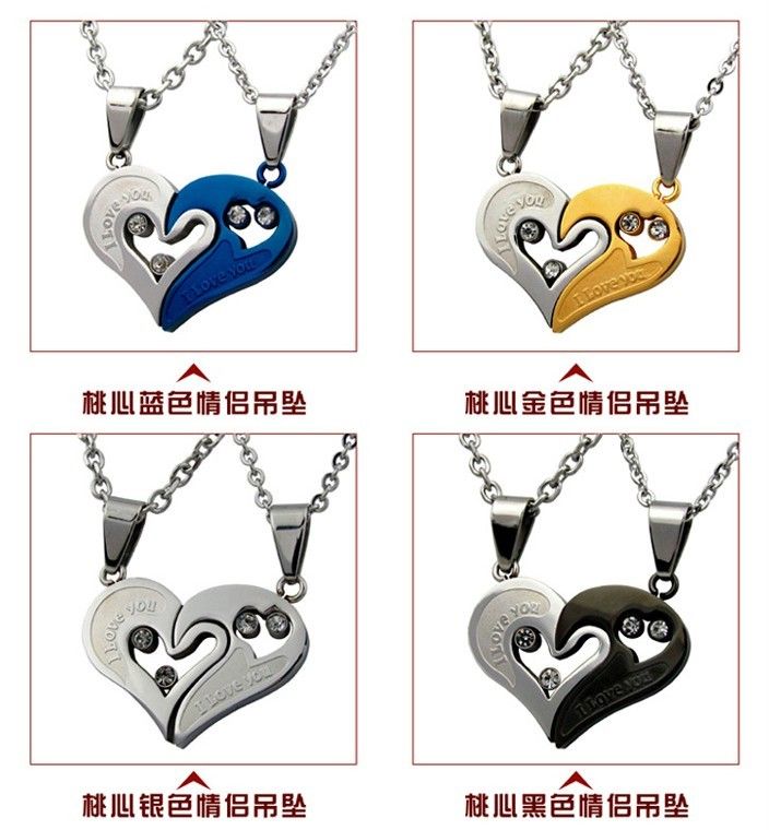 SC16 Stainless Steel I Love You Heart Couple Necklace  