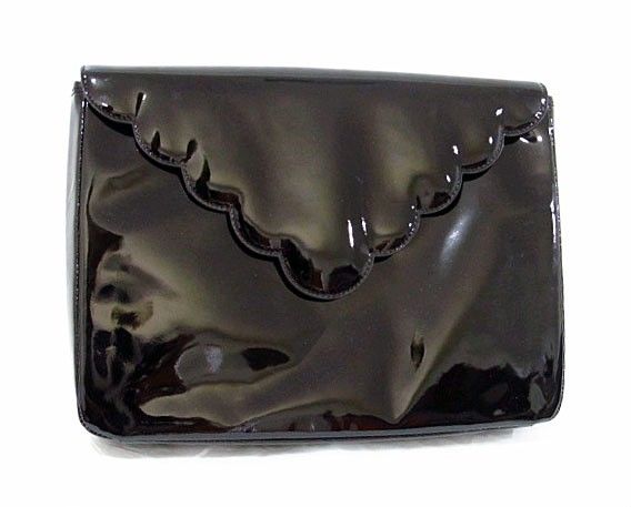 New Lauren Merkin Black Patent Leather Computer Sleeve  