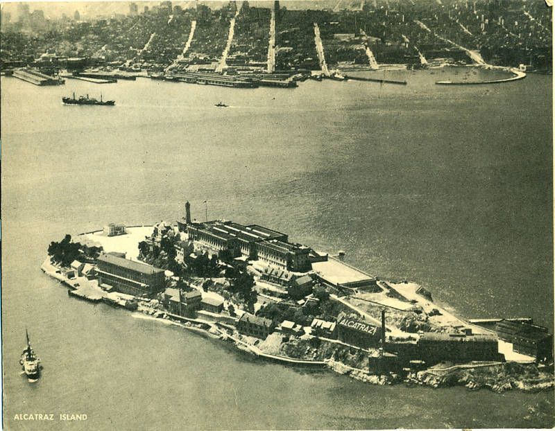 alcatraz island frm the air large 9x7 rppc card unused  