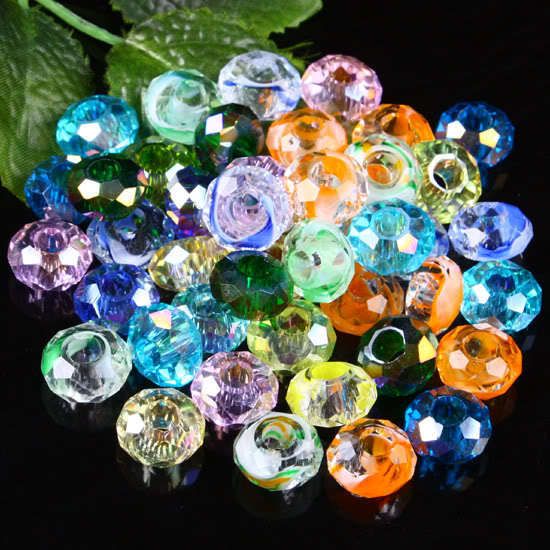 100X Wholesale AB Crystal Glass European Beads Big Hole  