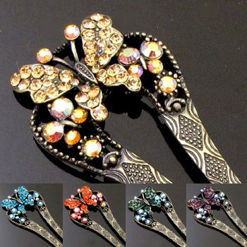   Item  1pc Austrian rhinestone crystal butterfly hair fork