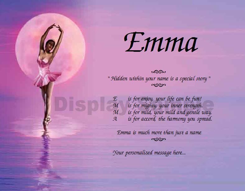   Ballet Dancer Personalized Name Poem Dance Recital Gift Idea  