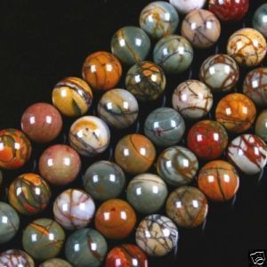 10MM PICASSO JASPER STONE ROUND BALL LOOSE BEAD 15  