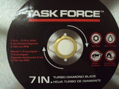   FORCE 7 TURBO WET DRY DIAMOND SKILL SAW BLADE MASONRY CONCRETE  