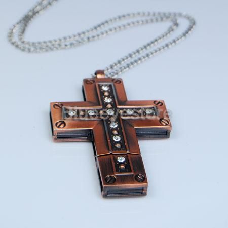 4GB Metal Cross Necklace Jewelry USB 2.0 Flash Memory Pen Drive Real 