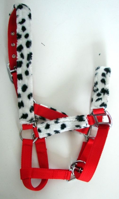 WESTERN NYLON HALTER HORSE SIZE PADDED RED WILD PRINT  