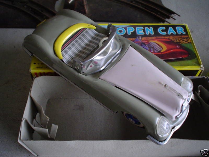 Vintage Tin Friction Car Lucky Open Car China w Box  