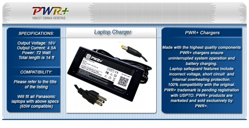 TOUGHBOOK CF30 CF31 CF50 CF51 LAPTOP CHARGER AC ADAPTER  