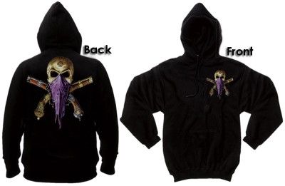 Outlaw Skull Front & Back /Black Hoodie /Sizes S,M,L,XL  