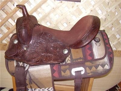   Tooled Leather Southwest Trail Western Saddle Horse Tack Nice  