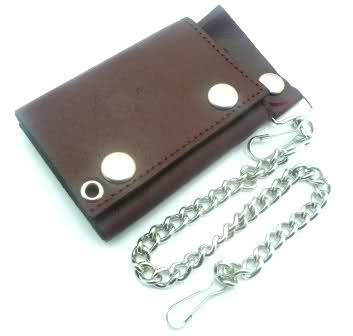 NEW TRI FOLD BURGUNDY/RED CHAIN WALLET BIKER /TRUCKER MODEL # USA 2 