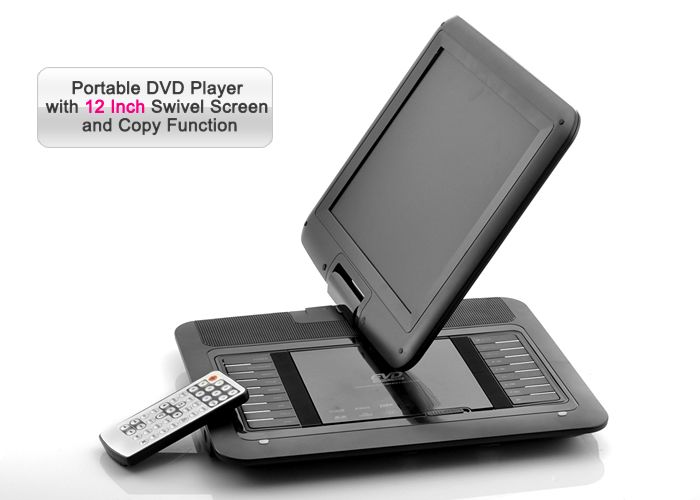 Portable DVD Player 12 Inch Swivel Screen and Copy Function  