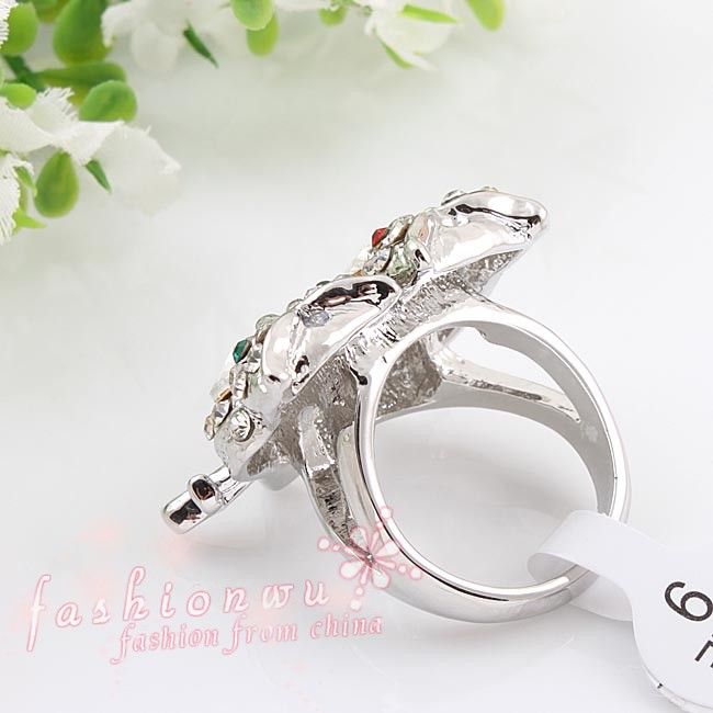   Plated Stylish Premier Style Rhinestone Double Owl Jewelry Ring  