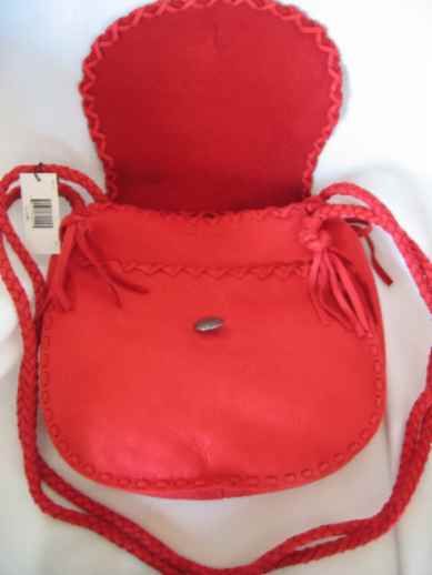 Ralph Lauren Leather Red shoulder Bag NWT $695  