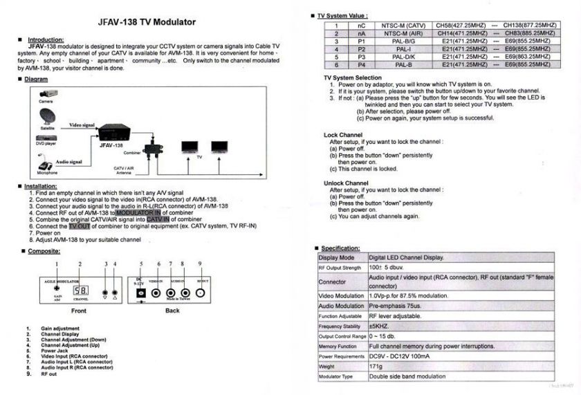 CCTV Digital Mini Audio/Video Modulator    