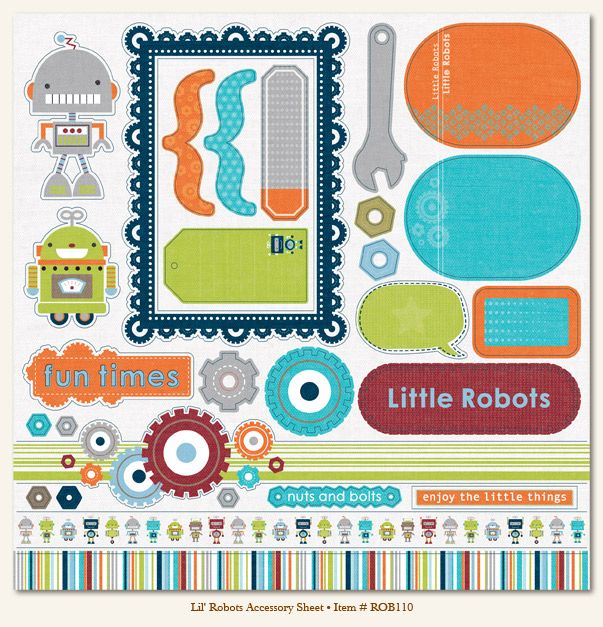 My Minds Eye LIL ROBOTS PAPER KIT 12x12 Papers Minds  