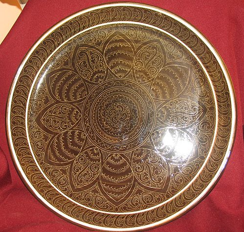 UZBEK RISHTAN HAND NEEDLE MADE CERAMIC PLATE #7863  