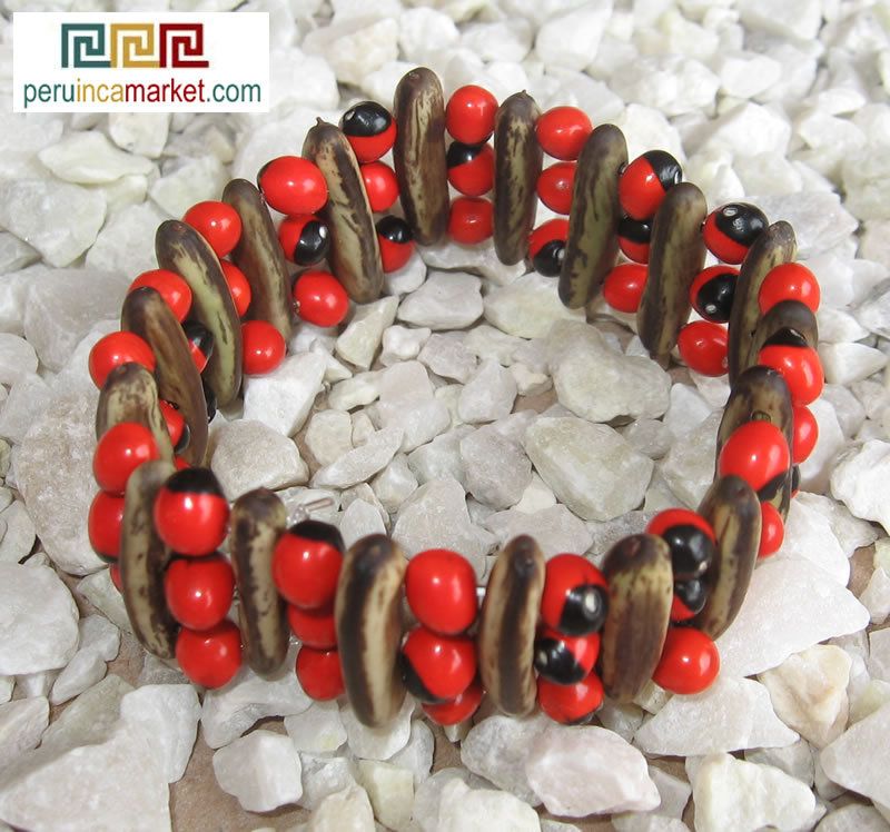 HUAYRURO ACACIA BRACELET Rainforest seeds from Peru  