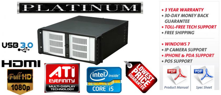   32 Channel 960fps D1 HC2 Platinum Hardware Compressed DVR Server