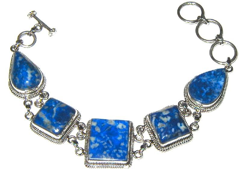 XLarge Genuine Sodalite Sterling Silver Bracelet  