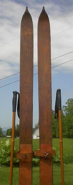 VINTAGE Wooden Skis 71 Wood Skiis +POLES Ski POINTS  