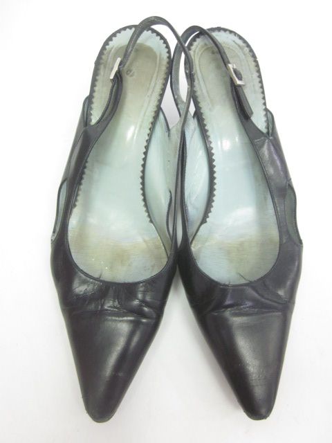 SIGERSON MORRISON Black Leather Slingbacks Pumps Sz 7.5  