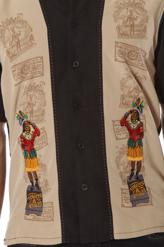 Rock House Retro Cigar Store Indian Button Front Cigar Shirt  