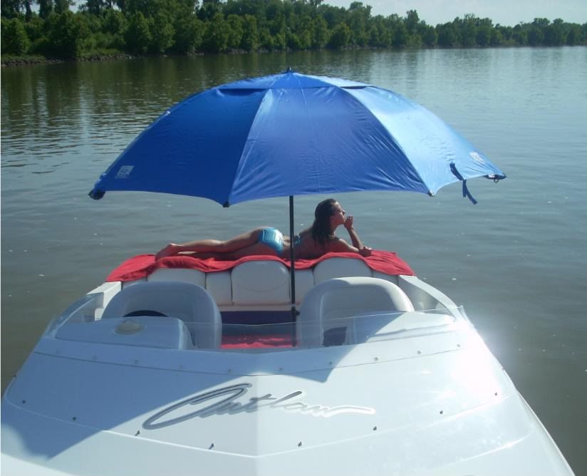 BOAT UMBRELLA SHADE BIMINI TOP ANCHOR LAKE SEA ~ BLUE ~  