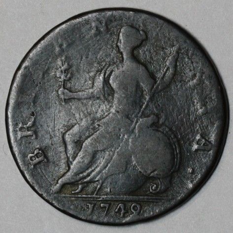 1749 George II COLONIAL 1/2 HALF PENNY (OLD US COINS)  