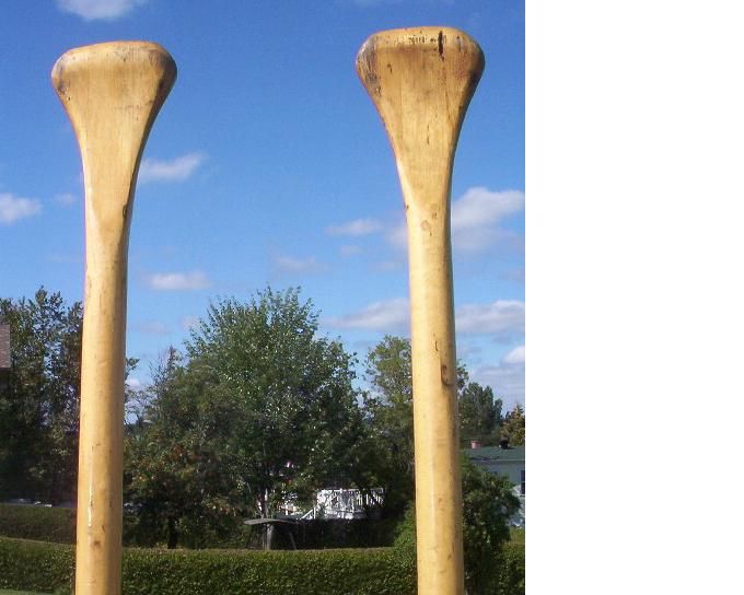 NICE set of vintage blond wooden paddles with round blades They 